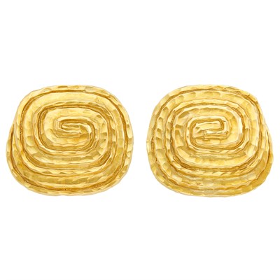 Lot 352 - Pair of Hammered Gold Earclips, David Webb