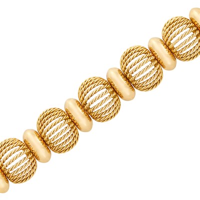 Lot 620 - Rose Gold Bombé Link Bracelet