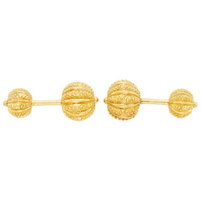 Lot 412 - Pair of Gold Melon Cufflinks, Tiffany & Co., Schlumberger