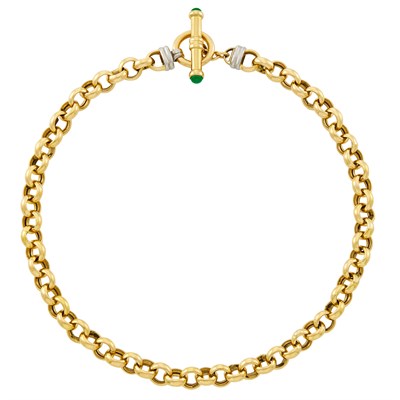 Lot 720 - Gold and Green Chalcedony Circle Link Toggle Necklace