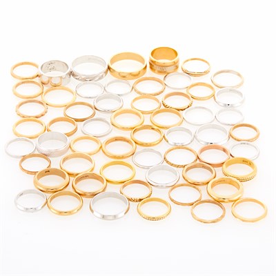 Lot 233 - Fifty-Five Gold, High Karat Gold and White Gold Bands