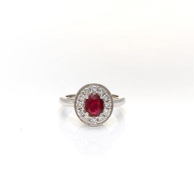 Lot 1207 - White Gold, Ruby and Diamond Ring, Thomas Cooper