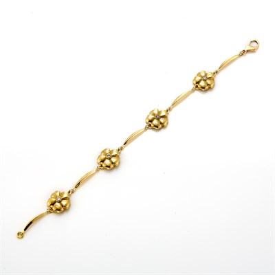 Lot 1333 - Gold and Diamond Flower Bracelet, Thomas Cooper