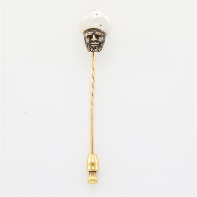 Lot 1177 - Gold and Baroque Pearl Figural Stick Pin