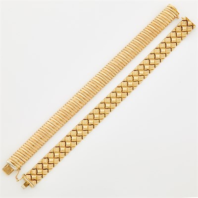 Lot 1140 - Two Gold Bracelets