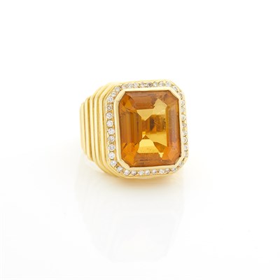 Lot 1378 - Gold, Citrine and Diamond Ring