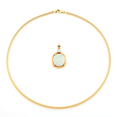 Lot 1513 - Gold, Opal and Diamond Pendant with Necklace