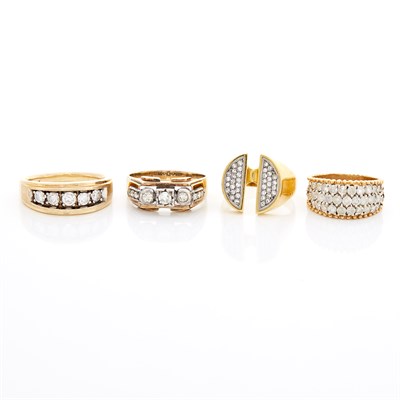 Lot 1626 - Four Gold and Diamond Rings