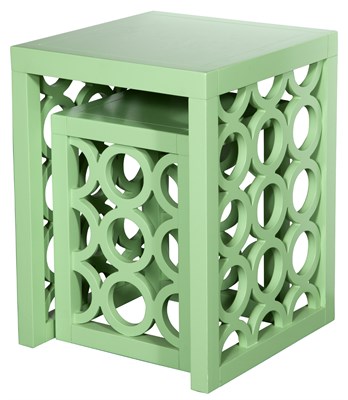 Lot 310 - Set of Two Green Painted Wood Graduated...