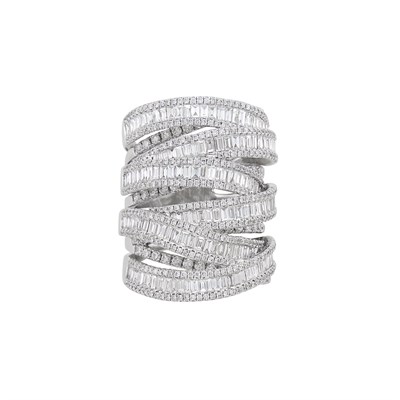 Lot 249 - Wide White Gold and Diamond Seven Row Ring