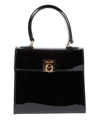 Lot 438 - Celine Black Patent Leather Top Handle Bag