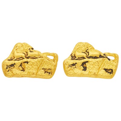 Lot 349 - Two High Karat Gold Petroglyph Brooches
