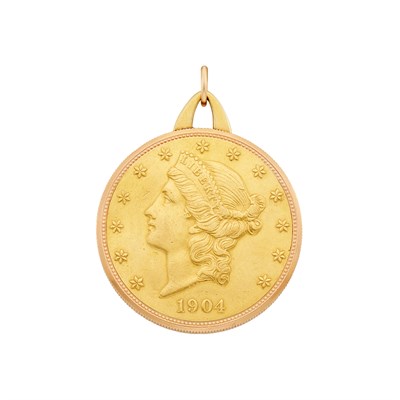 Lot 403 - Gold and Gold Coin Pendant-Watch, Corum