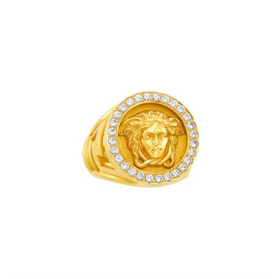 Lot 348 - Gold and Diamond Medusa Ring, Gianni Versace