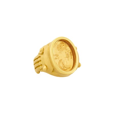 Lot 418 - Gentleman's Gold and Citrine Intaglio Ring, Barry Kieselstein-Cord