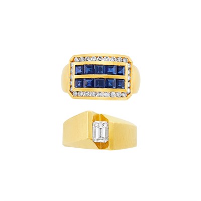 Lot 291 - Gold, Sapphire and Diamond Ring, Mayor's, and Gold and Diamond Ring
