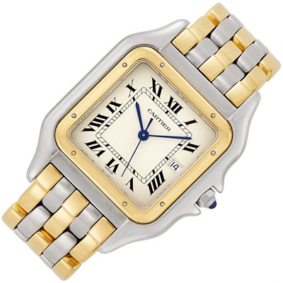 Lot 479 - Gentleman's Stainless Steel and Gold  'Panthère' Wristwatch, Cartier