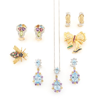 Lot 1520 - Group of Gold, White Gold, Diamond and Gem-Set Jewelry