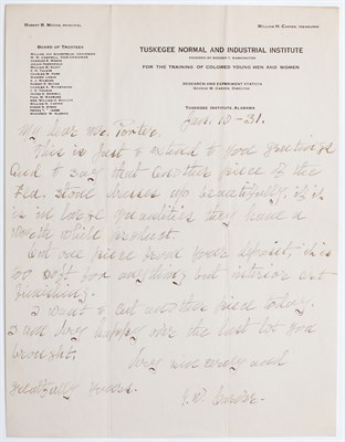 Lot 9 - CARVER, GEORGE WASHINGTON Autograph letter...