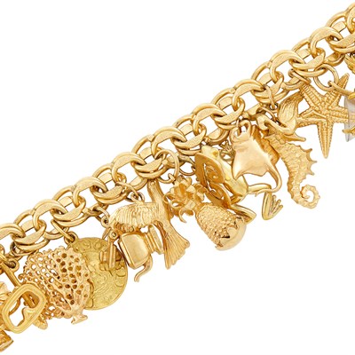 Lot 1161 - Gold Charm Bracelet