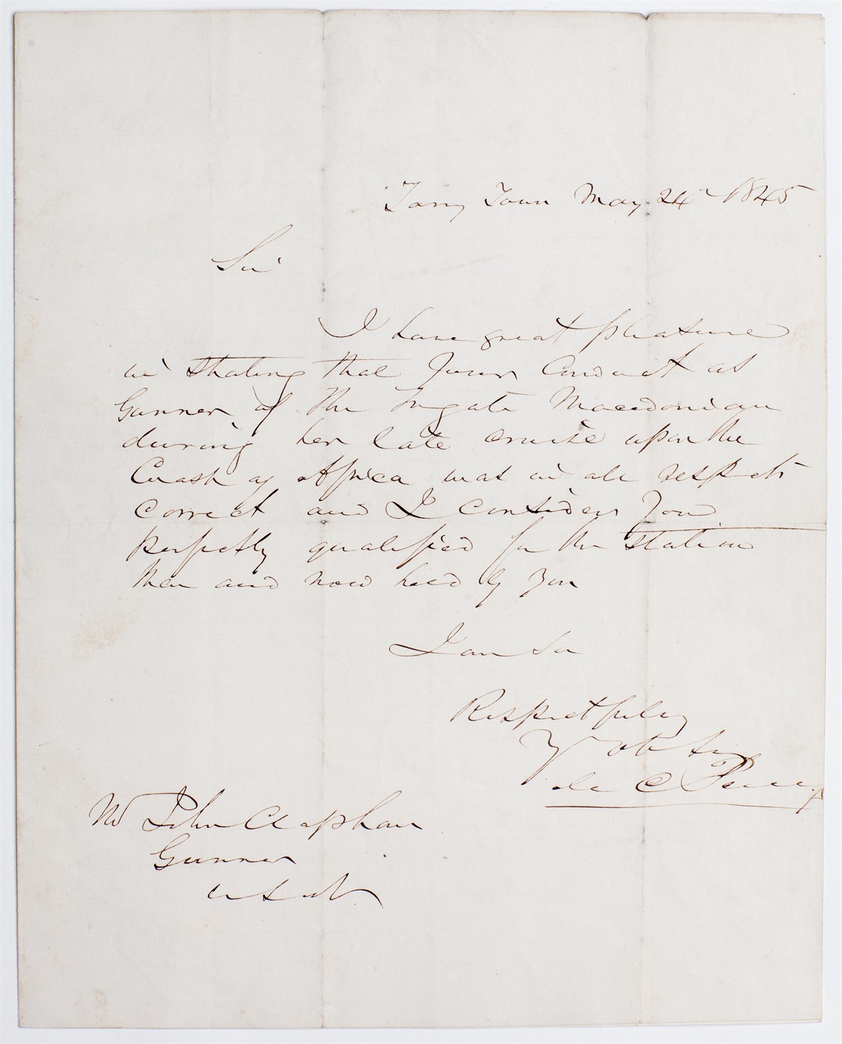 Lot 36 - PERRY, MATTHEW C., COMMODORE Autograph letter...