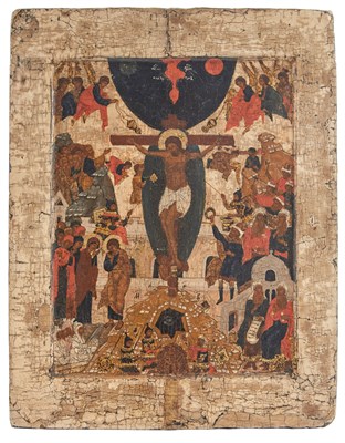 Lot 24 - Russian Icon of the Crucifixion Stroganov...