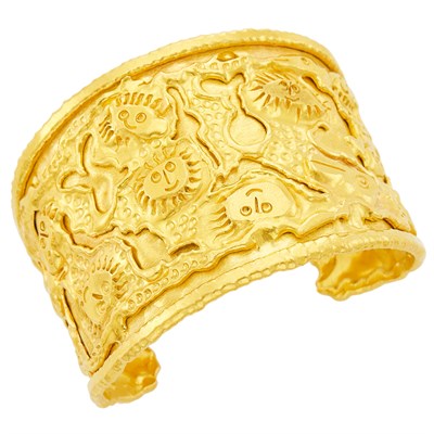 Lot 837 - High Karat Gold 'Charming Monster' Cuff Bangle Bracelet, Jean Mahie
