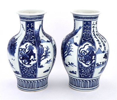 Lot 317 - Pair of Chinese Blue and White Porcelain Vases...