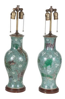 Lot 322 - Pair of Chinese Porcelain Vases as Lamps with...