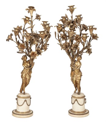 Lot 329 - Pair of Louis XVI Style Gilt-Bronze and White...