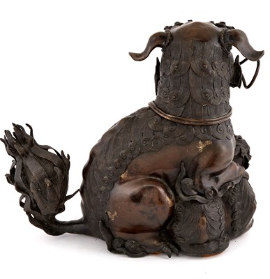 Lot 374 - Chinese Patinated Bronze Figure of a Fu Dog...
