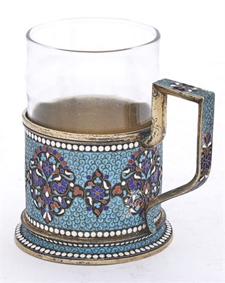 Lot 275 - Russian Silver and Cloisonné Enamel Tea Glass...