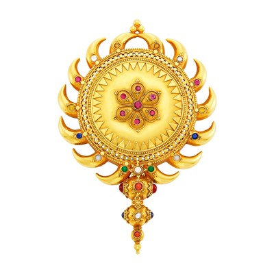 Lot 1654 - Indian Gold and Gem-Set Plaque