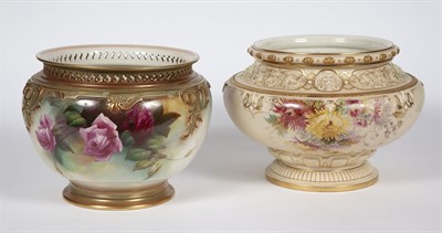 Lot 300 - Two Royal Worcester Hand-Painted Floral...