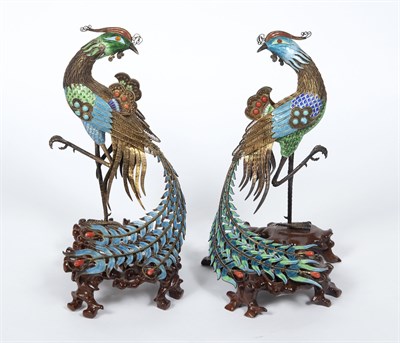 Lot 112 - Pair of Chinese Gilt and Enameled Metal and...