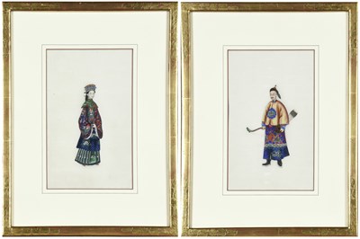 Lot 109 - Pair of Chinese Pith Paper Paintings Depicting...