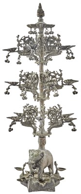 Lot 282 - Large Indian Metal Multi-Tier Lamp 19th...