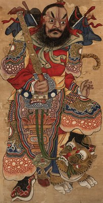 Lot 432 - A Large Chinese School Painting of Guandi and...