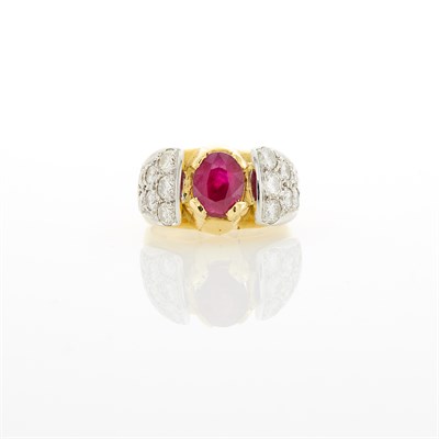 Lot 156 - Gold, Platinum, Ruby and Diamond Ring, France