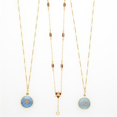 Lot 163 - Group of Antique Gold, Platinum, Guilloché Enamel, Enamel and Diamond Jewelry
