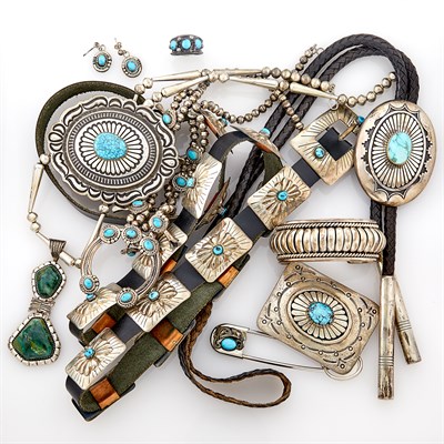 Lot 254 - Group of Silver and Turquoise and Silver Jewelry
