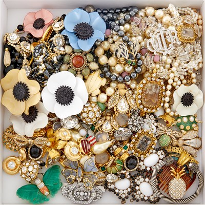Lot 252 - Group of Costume Jewelry and Metal and Mother-of-Pearl Opera Glasses
