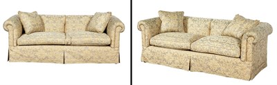 Lot 233 - Pair of Fortuny Fabric-Upholstered Two-Cushion...