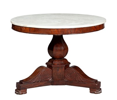 Lot 159 - Restauration Mahogany and Marble Center Table...
