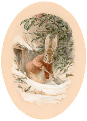 Lot 67 - POTTER, BEATRIX Rabbit in red jacket...