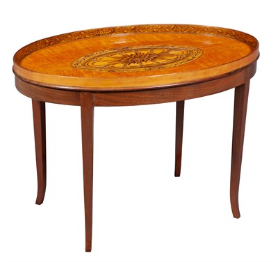 Lot 232 - George III Style Satinwood and Marquetry Oval...