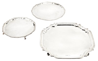 Lot 342 - Three English Sterling Silver Trays and...
