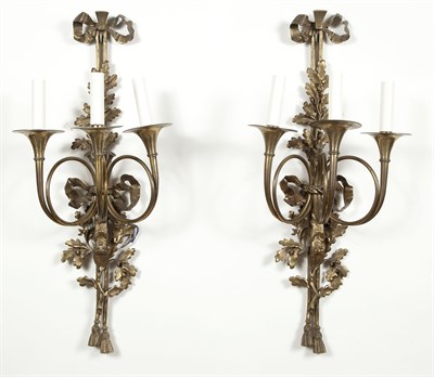 Lot 312 - Pair of Louis XVI Style Gilt-Metal Bugle-Form...