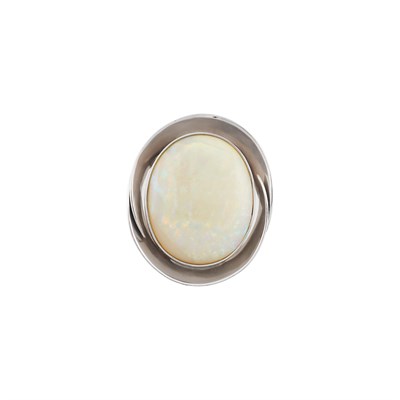 Lot 128 - White Gold and White Opal Pendant and Ring and Black Opal Doublet Pendant-Brooch