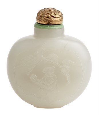 Lot 165 - Chinese Pale Celadon Jade Snuff Bottle...